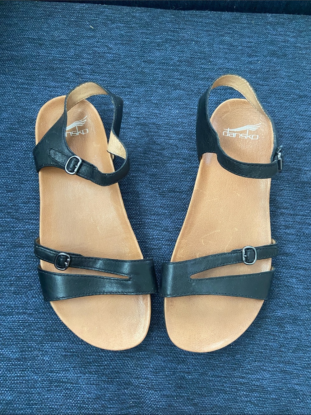 Dansko Black Leather Adjustable Strap Women's Sandals 38